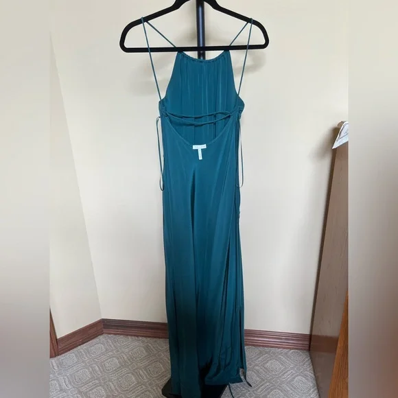 Leith Dress Maxi Long Gown 100% Silk Teal Size M - Picture 11 of 15